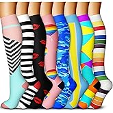 QUXIANG Copper Compression Socks for Women & Men Circulation (8 Pairs) - Best for Running Athletic Cycling - 15-20 mmHg