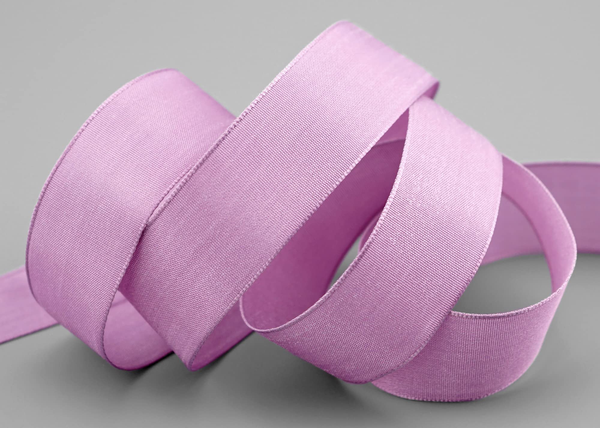 finemark 20 m x 25 mm Wired Silk Ribbon Lina 026 Lavender Fabric Decorative Wire Edges Gift Table Decoration Wedding Easter Visco Card Design