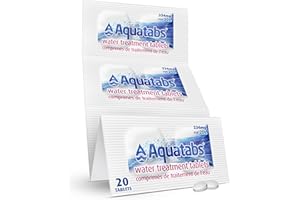 Aquatabs Water Purification Tablets, (1 Tablet = 20L) | Iodine & Chlorine-Free | NSF/ANSI/CAN 60 Certified | Camping, Hiking,
