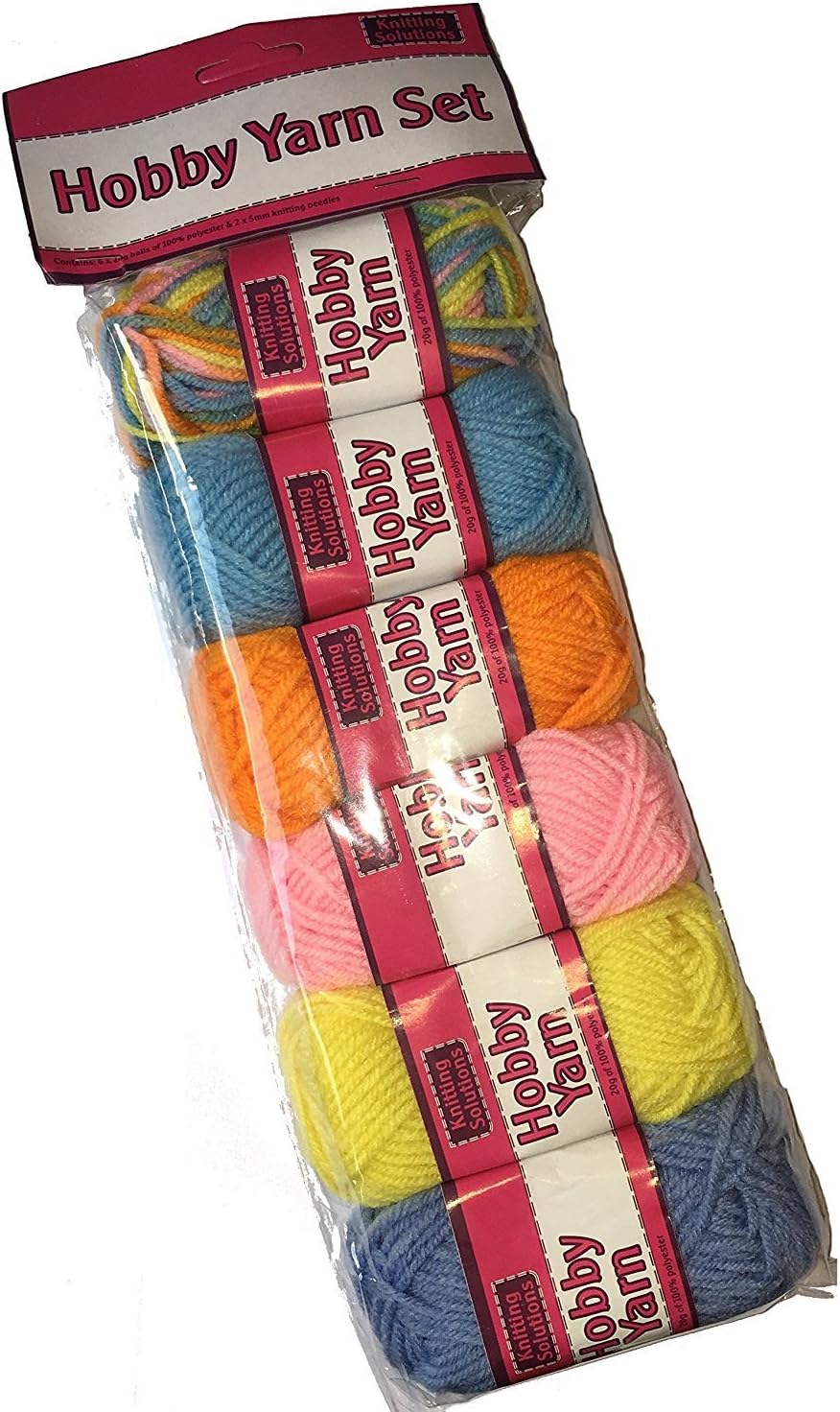 Childrens Craft My First Knitting Yarn Set Coloured Wool x 6 balls & Needles