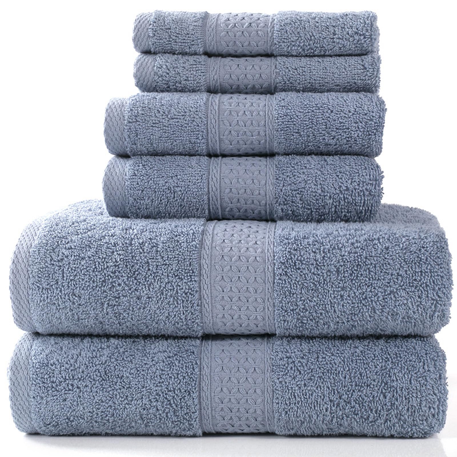 Photo 1 of Boyuansi Luxury Bath Towels Set for Bathroom 6 Piece 2 Bath Towels 2 Hand Towels 2 Wash Cloths for Showering, 100% Cotton Clearance Quick Dry Towel Thick Soft Decorative Towels (Blue Grey Towel Set)