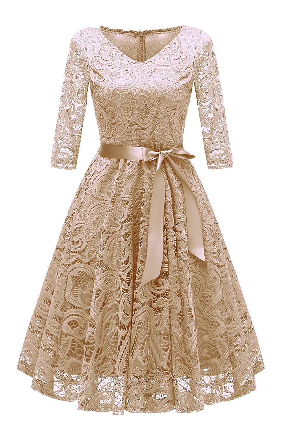 RAISEVERN Abito Donna Eleganti da Cerimonia Lunghi Manica a 1/2 Vestito Lungo Donna Estivo Abito da Sera L