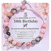 YUCSAWJK Birthday Bracelet Gift for Girls 6-13 Years Old, Pink Zebra Natural Stone Butterfly Charm Bracelet for Daughter Granddaughter Niece Teenage Girl Birthday Gift