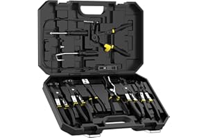 Renekton Hose Clamp Pliers Set, Flexible Wire Long Reach Clic R Type Swivel Jaw and Flat Band Pliers for Fuel Oil and Water Work, Automotive Repair Tools Kit, 9 Pieces