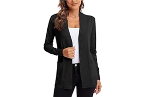 Urban CoCo Women's Lightweight Open Front Knit Cardigan Sweater Long Sleeve with Pocket