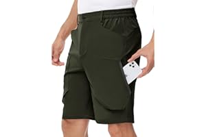 LUSHENUNI Men's Hiking Cargo Shorts 9" Quick Dry Lightweight Stretch Golf Shorts Men Fishing Work Travel with Zipper Pockets