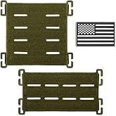 2 Pack Molle Patch Display Holder, Molle Hook &amp; Loop Tactical Pad Panel | Upgrade 8 Laser Cutting Hole, 1000D Nylon, Fit Standard MOLLE Spacing, Plush Hook &amp; Loop Keeps Patches, for Vest Backpack