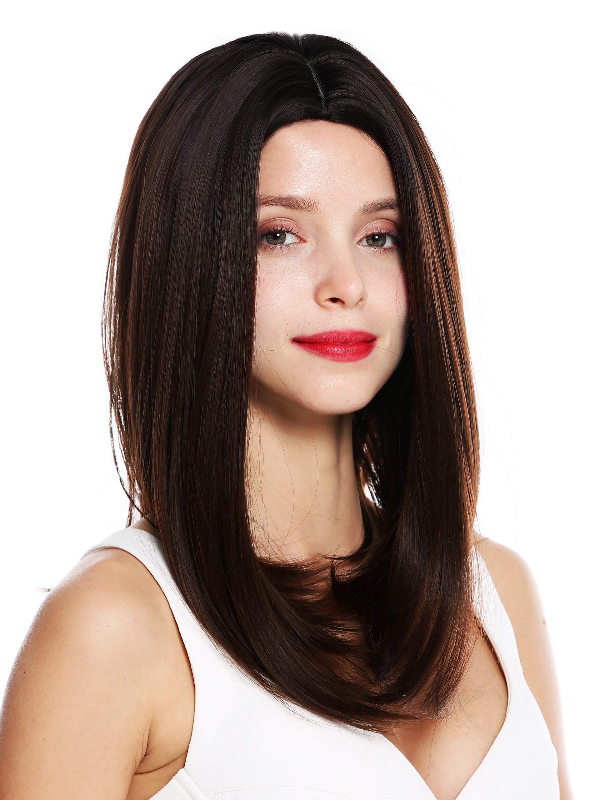 WIG ME UP - Z1952-8/33 women's quality wig medium length sleek middle parting mahogany brown mix