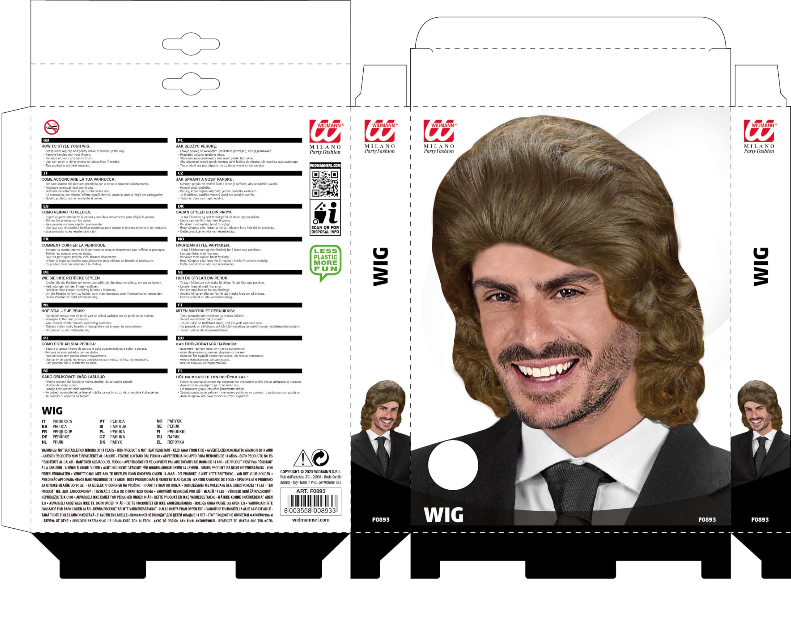 Frankie Brown Wig for Hair Accessory Fancy Dress