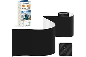 KING MOUNTAIN Self Adhesive Nylon Fabric Repair Tape, 4×63 Inches, Quick Down Jacket Repair Patch, Waterproof Outdoor Gear Patch Kit for Tent,Backpacks,Umbrella, Gloves, Sleeping Bag (Black）