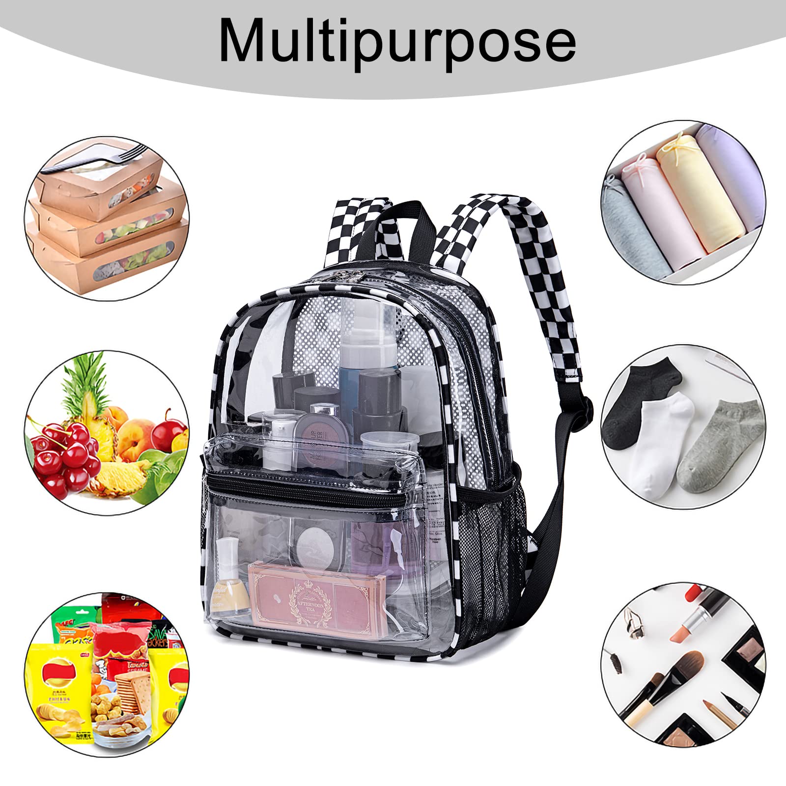 BTOOP Clear Mini Backpack for Stadium Events 12x12x6 Small Transparent Backpacks Plastic See Through Clear Bag for Concerts Work Festival Security Travel