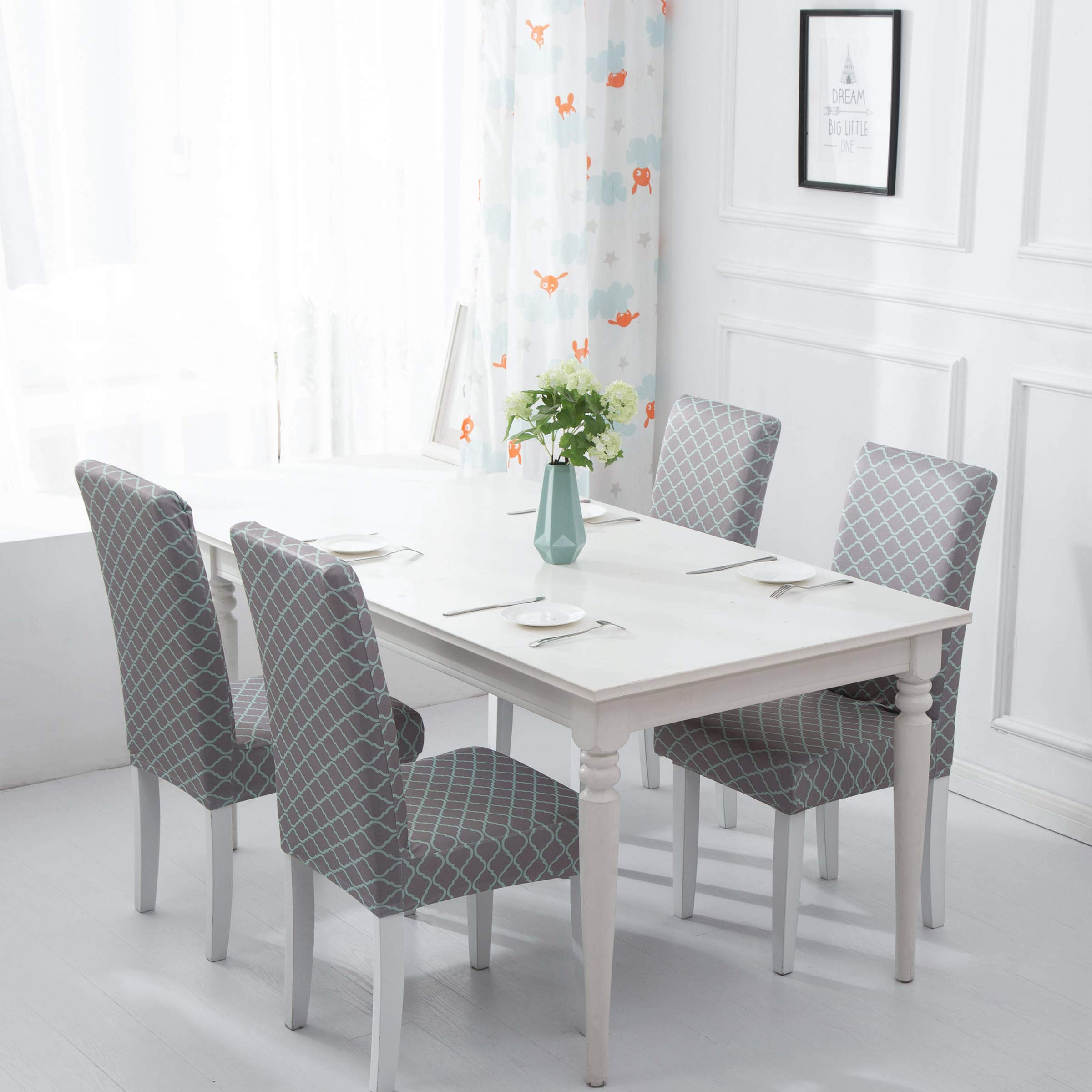 Namvo Set of 6 Stretch Removable Short Dining Chair Protector Cover Washable Seat Slipcover for Kitchen, Hotel, Dining Room, Ceremony, Banquet Wedding Party(Gray)