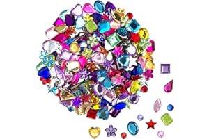 JPSOR 600pcs Gems Jewels for Crafts, Acrylic Flatback Rhinestones for Halloween Pirate Party Decorations, Crafting Embellishments Gemstone (6 Shapes, 6-13mm)