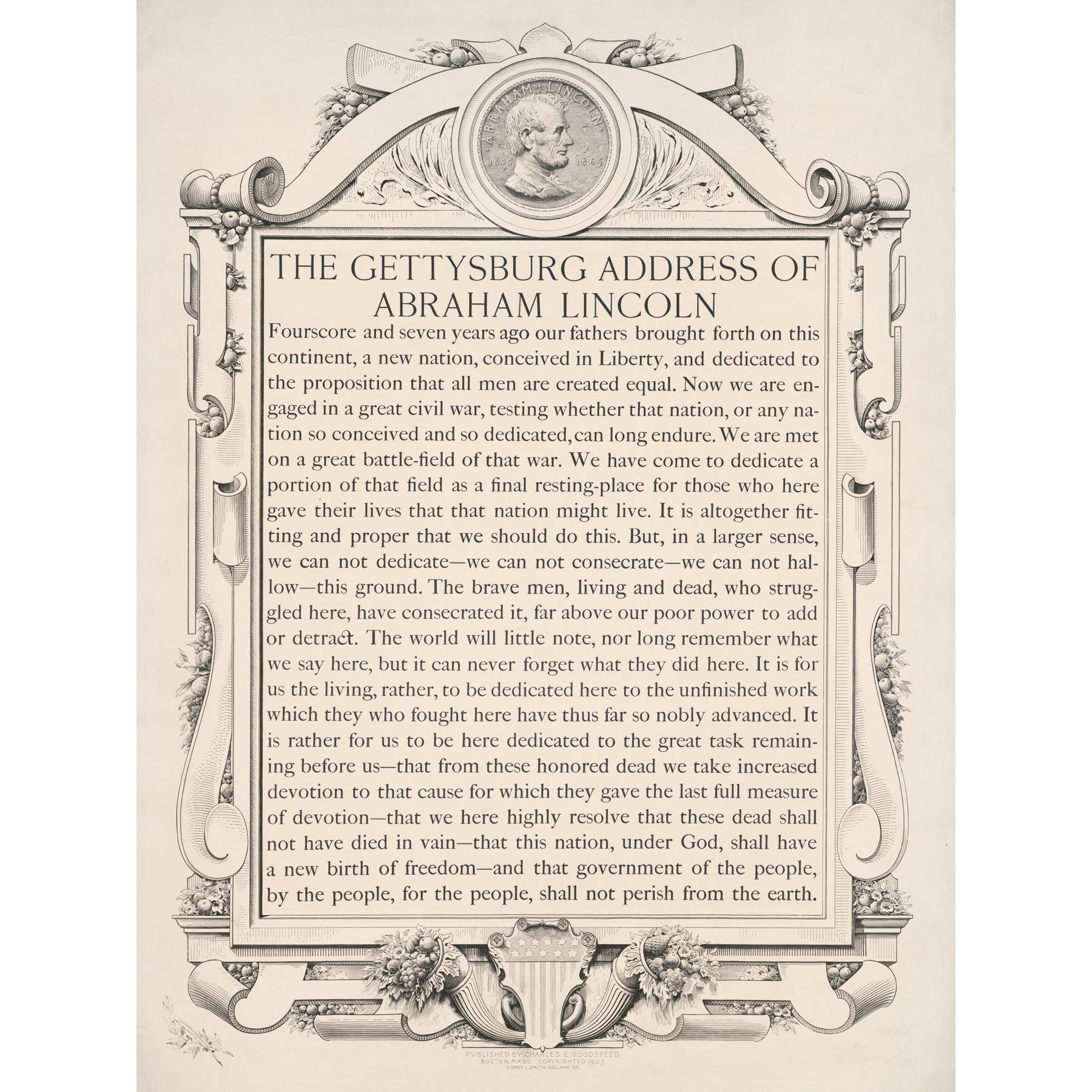 Artery8 Gettysburg Address Abraham Lincoln USA President Large Wall Art Poster Print Thick Paper 18X24 Inch