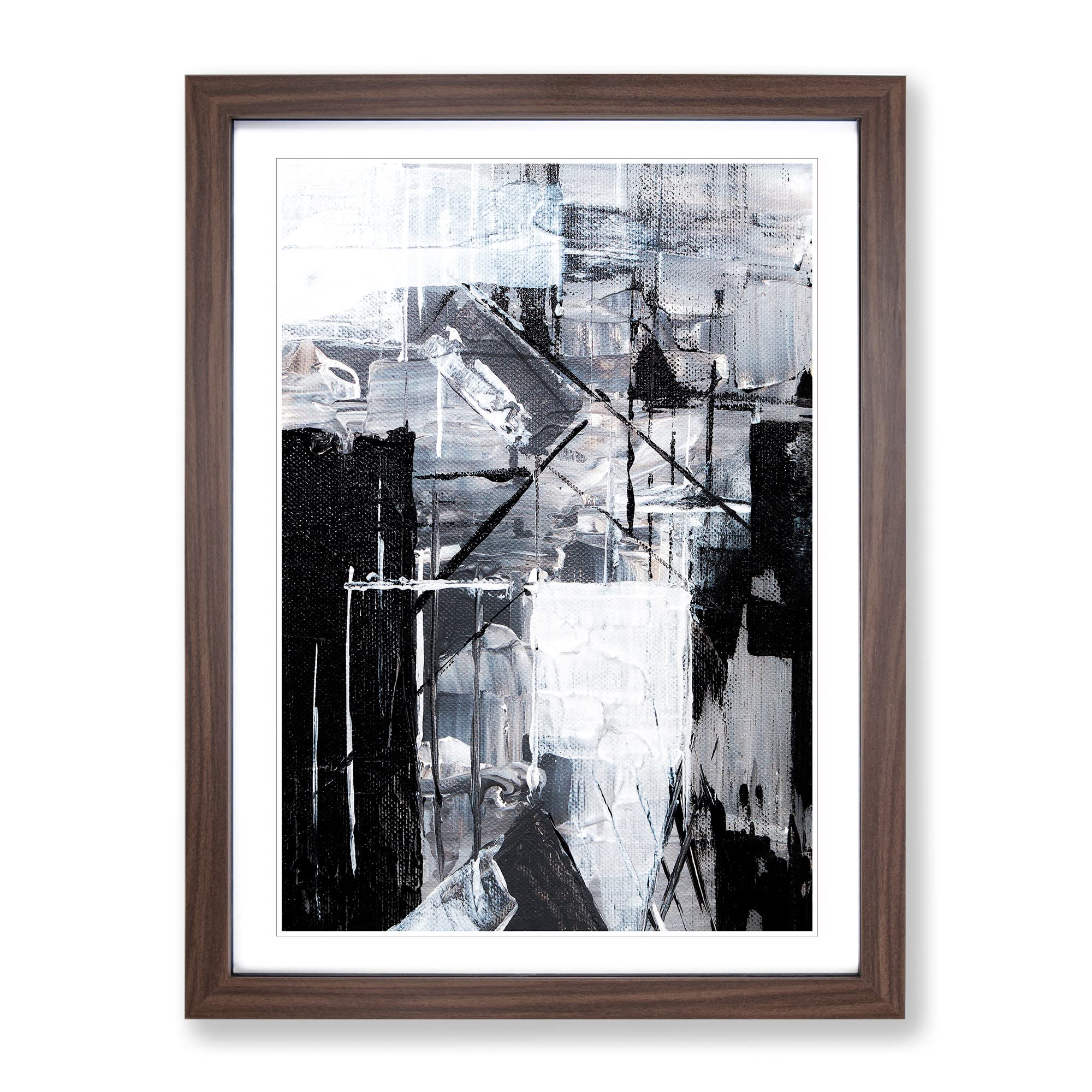 Abstract Art Painting Vol.335 By S.Johnson Modern Framed Wall Art Print, Ready to Hang Picture for Living Room Bedroom Home Office Décor, Walnut A4 (34 x 25 cm)