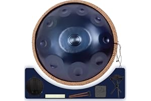 Amkoskr Handpan 19 inch D Minor Kurd Handpans 10 Notes Handpan Drum Instrument for Beginner Performance, 432HZ Sound Hand pan Drums for Adults