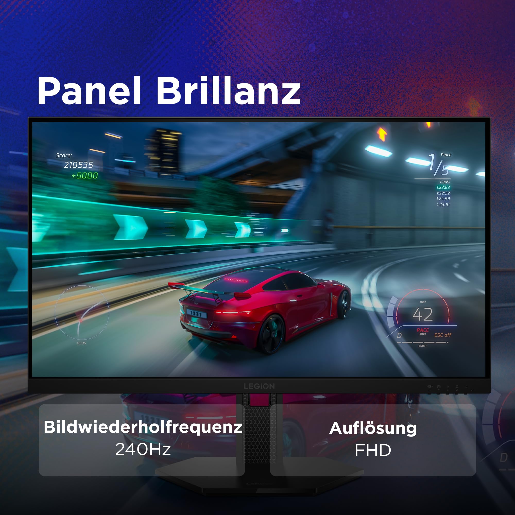 Lenovo Legion 27-10 | 27" Full HD WLED Gaming Monitor | 1920x1080 | 16:9 | 240Hz | 0.5ms Reaktionszeit | HDMI |DisplayPort | Audio 3.5mm | 3-seitig-Panel | TÜV Augenschutz | schwarz | 6 kg 9