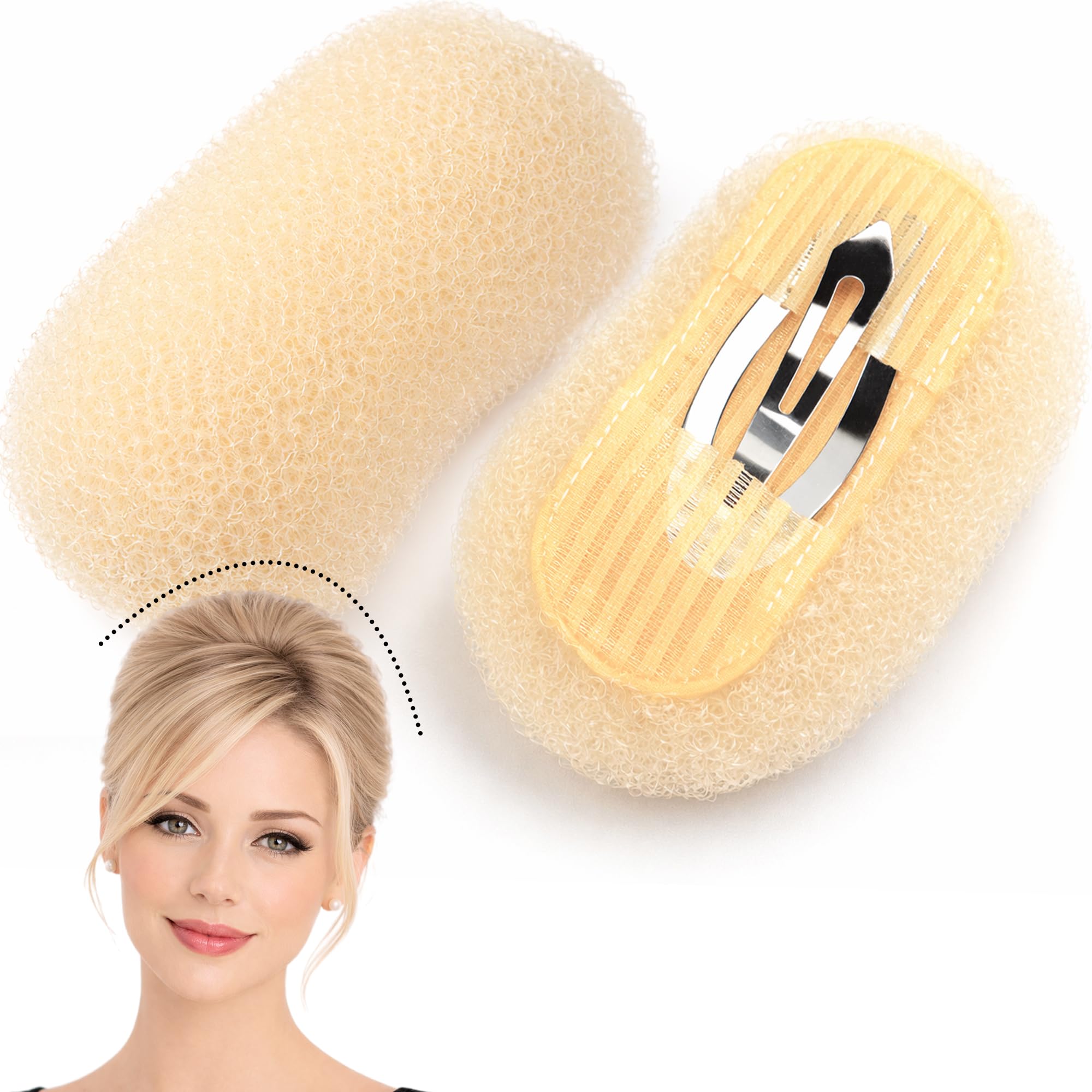 2Pcs Bump It Up Volume Hair Base, Hair Padding for Updos, Volume Hair Bump Inserts Hair Pads Hair Bump Up Clip for Women Girls DIY Hairstyles (Beige)
