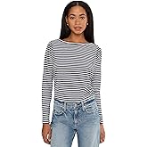 Madewell Womens Side Ruched Slub Long Sleeve Stripe