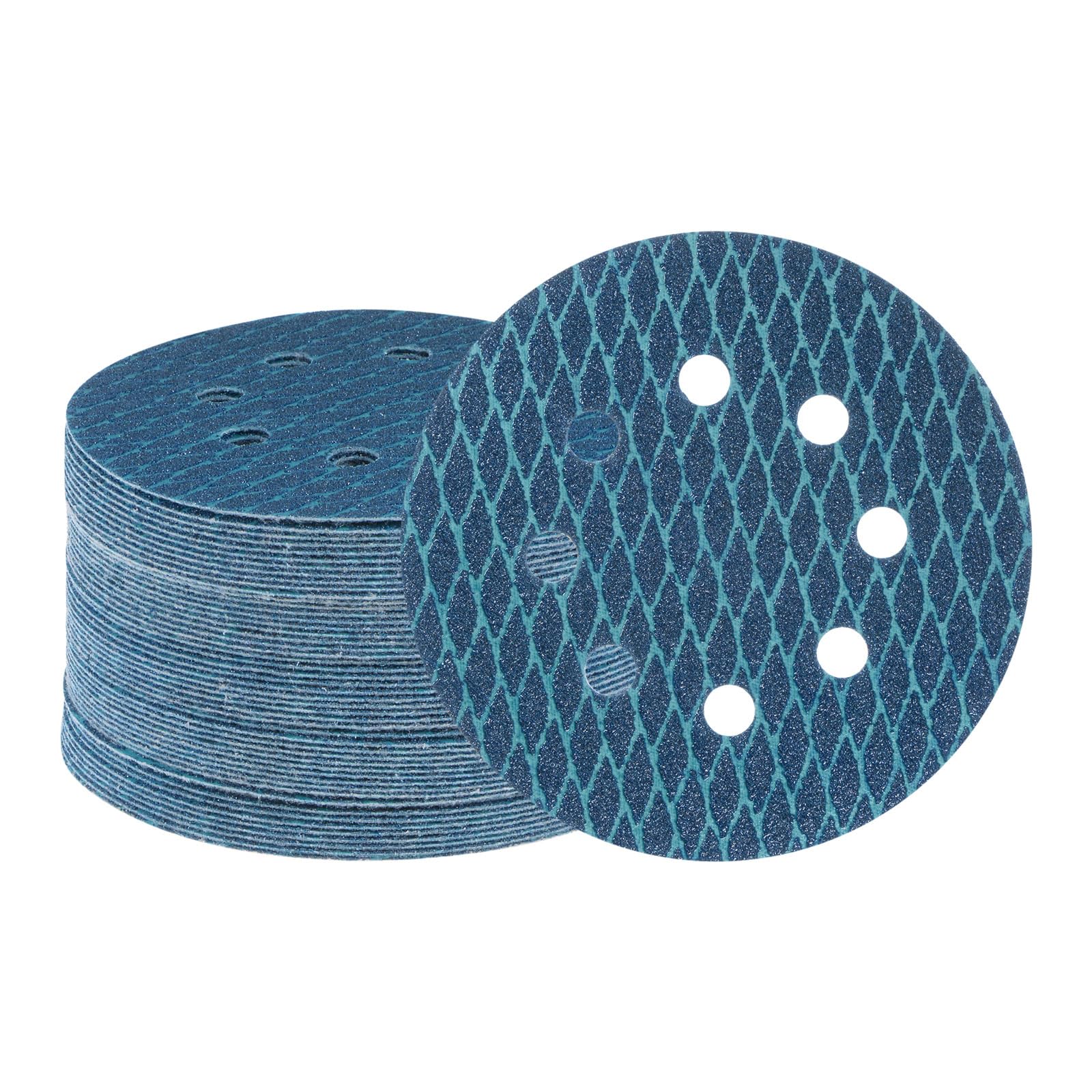 uxcell 50pcs Diamond Shape Sanding Discs 5 Inch 60 Grit Hook and Loop 8 Holes Woodworking Automotive Finishing Discs Sandpaper Pads for Random Disc Sander Orbital Sander