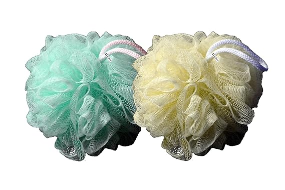 Cion Bath Sponge | Ultra Soft Exfoliating Loofah-Sponge-Scrub-Pouf for Shower (Green & Yellow)