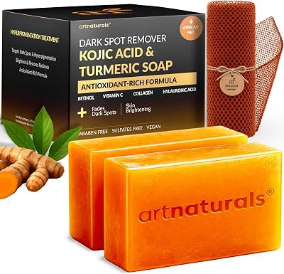 Artnaturals Kojic Acid Soap & African Net Sponge 2x142g Turmeric Dark Spots