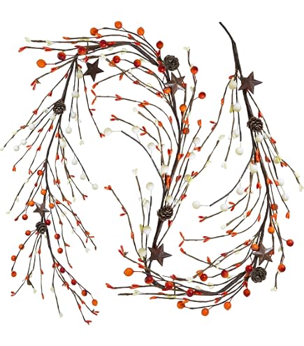 CWI Gifts Ghirlanda Decorativa 4Ft (1,2m) Con Bacche Di Senape - Flessibile E Modellabile, Per Porte, Finestre, Mensole