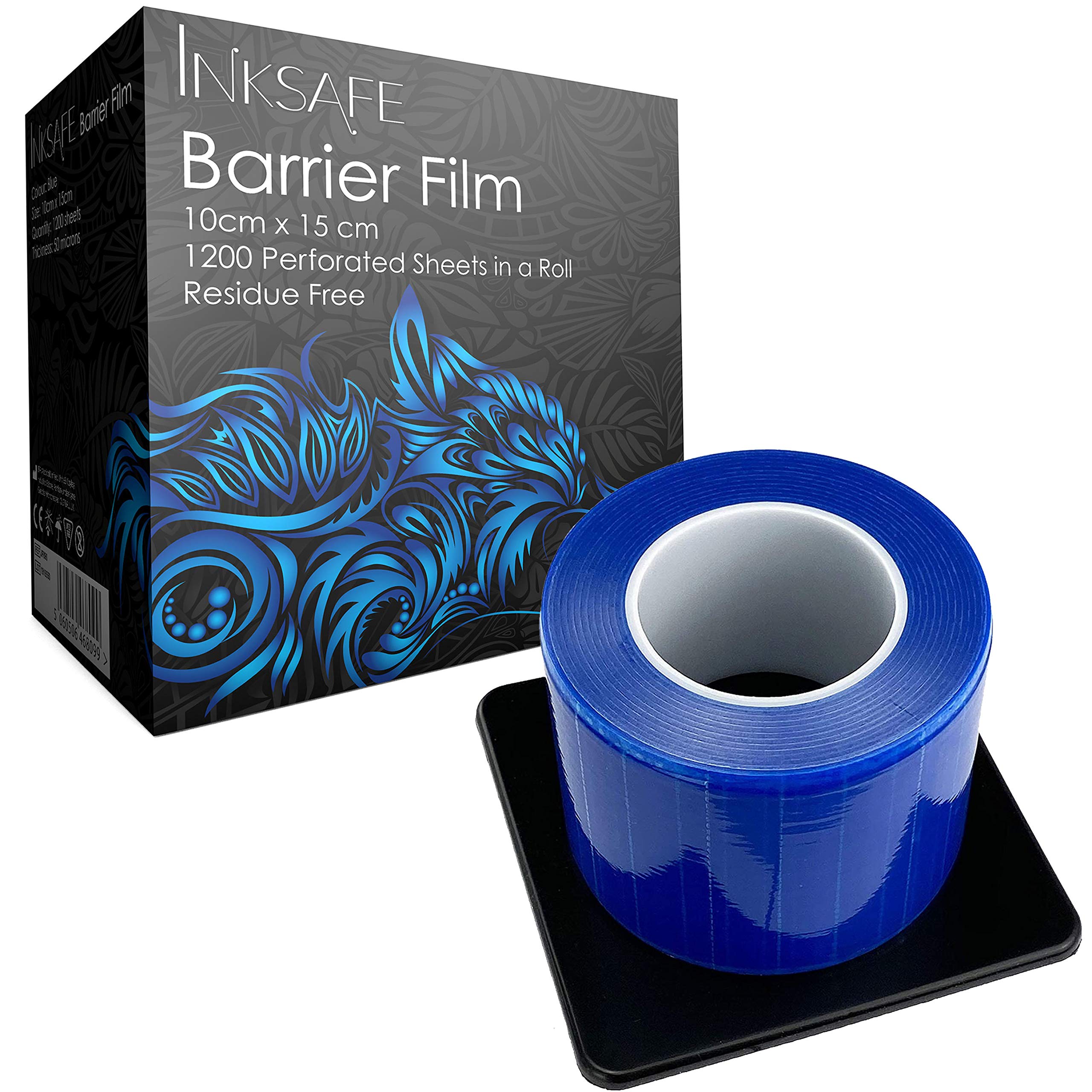 Inksafe Protective Adhesive Barrier Film Roll Dispenser, 10cm x 15cm, 1200 sheets/roll - Medical, Dental, Tattoo, Beauty