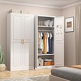 UNICOLY Armoire Wardrobe Closet with Doors, 71'' Wardrobe Cabinet with Hanging Rod, Metal Closet with 2 Adjustable Shelves for Bedroom School, Employee, Gym, Armarios De Ropa para Dormitorio, White