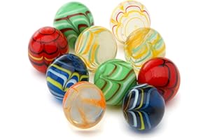 ARSUK Large Glass Shooter Marbles for Decoration 25mm/1 inch 10pcs Assorted Colour Marble Game, Marble Run Accessories Learning and Recreational, Sports & Outdoor Play (10pcs Handmade Marbles)