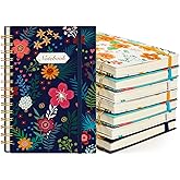 Coopay 8 Pack A5 Spiral Notebook Journal for Women, College Ruled Composition Notebooks Hardcover Spiral Journal, Cute Blooming Floral, Office School Business Supplies, 8.3" x 5.5", 160 Page