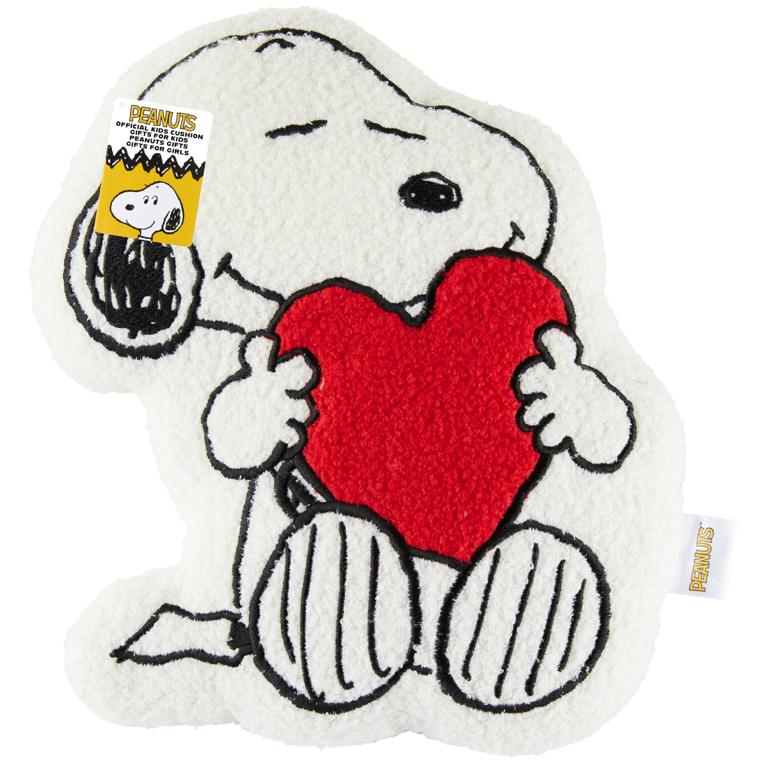 Get Trend Peanuts Snoopy 3D Plush Cushion for Sofa & Bed, Cute Hugging & Cuddle Cushion for Kids Teens & Adults, Bedroom Plushie Gifts for Her (White Snoopy, L34.5 x W25)