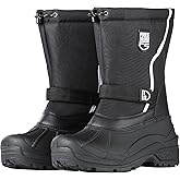 FREE SOLDIER Mens Snow Boots Insulated Waterproof Winter Shoes Nonslip Outdoor Footwear with Removable Lining(Thick Black,8)