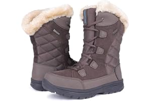 FANTURE Women's Waterproof Mid-Calf Snow Boot | Winter Thinsulate Insulation Warm Fur Lined | Anti-Slip & Lace Up Closure Cold Weather Boots U420WGLBY-20240712