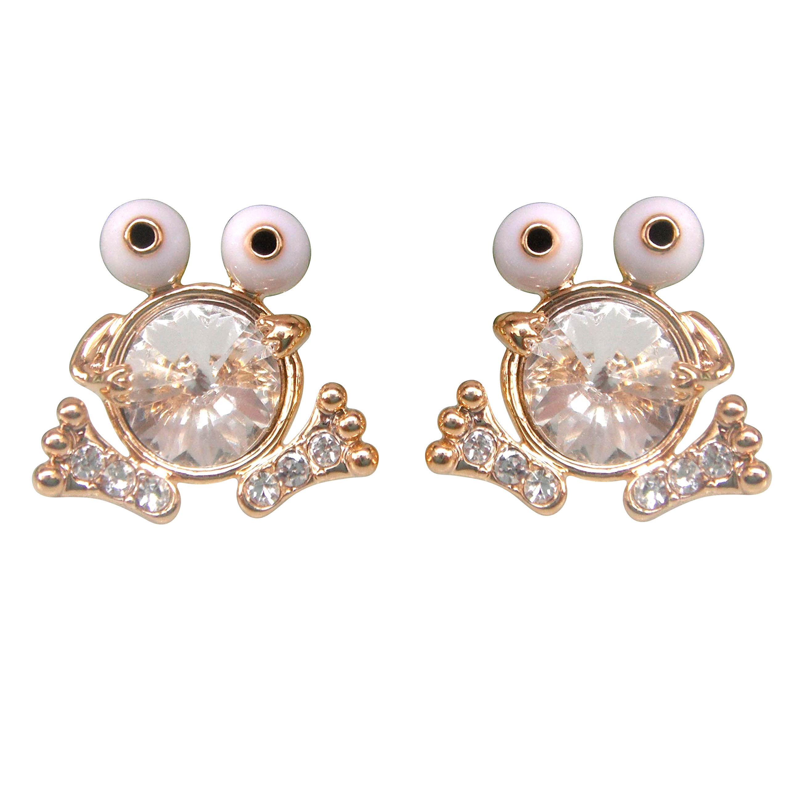 Navachi 18k Gold Plated Crystal White Zircon Frog Toad Az1234s Ear Stud Earrings