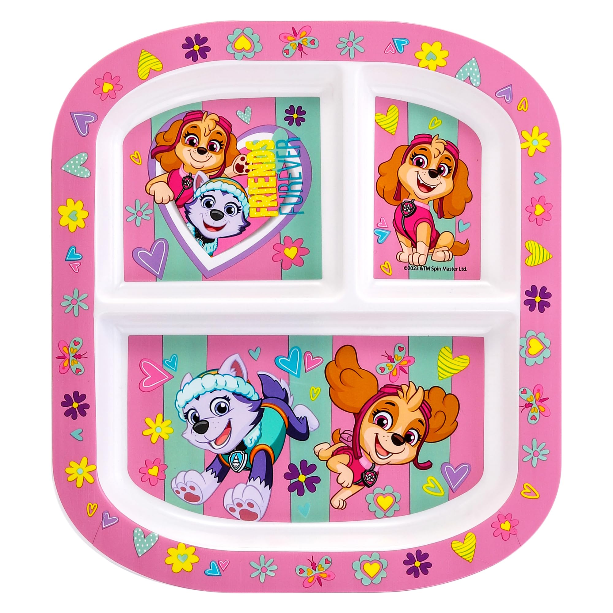 Zawadi Global Paw Patrol Girl 3 Section Reusable Childrens Kids Toddlers Divided Breakfast Lunch Dinner Plate