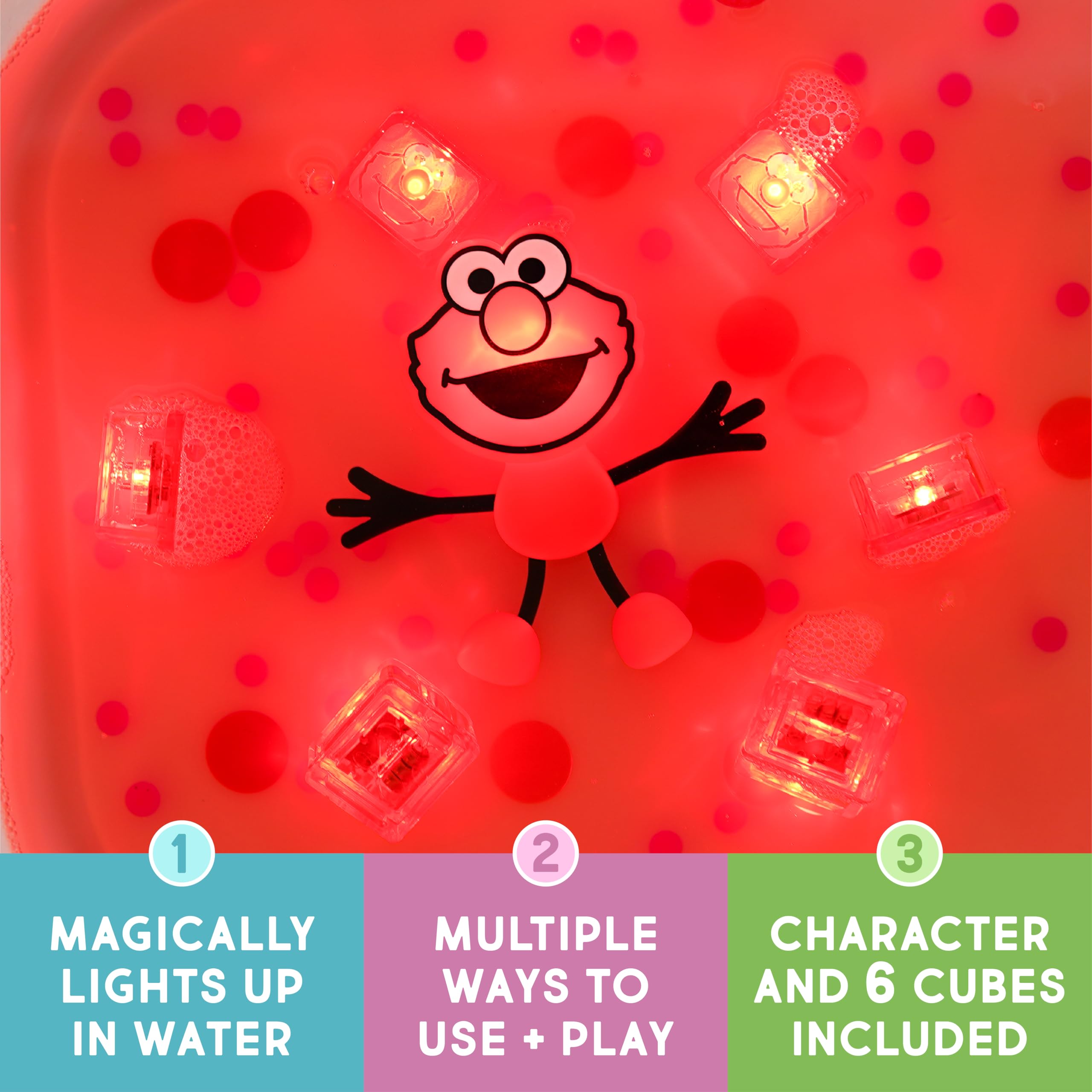 Glo Pals x Sesame Street Water-Activated Light-Up Cubes for Sensory Play (Elmo - Cubes Only)