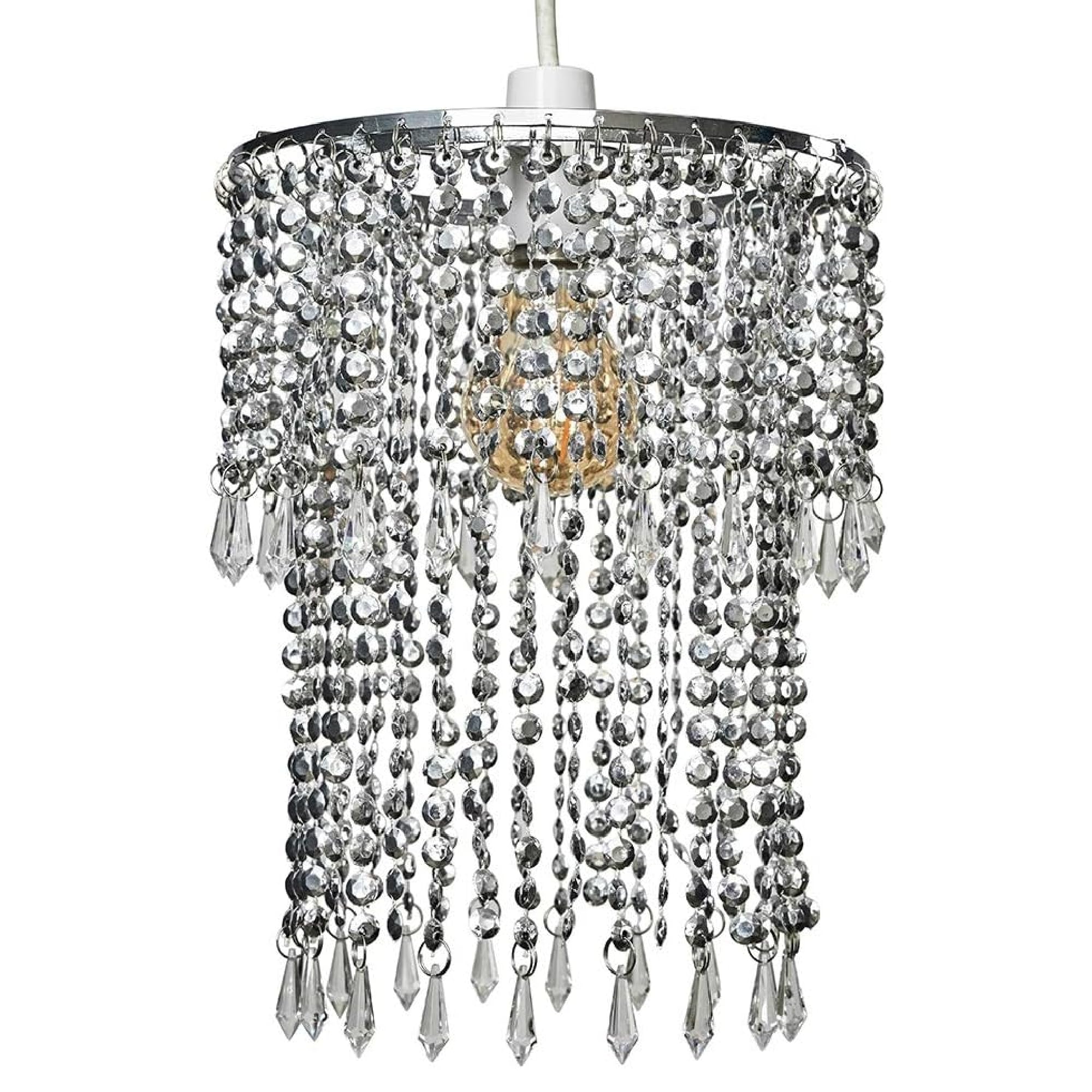 MiniSun | Modern Crystal Jewel Effect Ceiling Light Shade | Pendant Lights, Home Décor & Improvement Essential | 22cm Shade Width