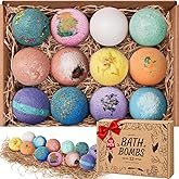 CalmNfiz Bath Bombs for Women, 12 PCS Bath Set, Natural Bubble Bathbombs with Shea Butter, Dry Skin Moisturizing, Present for Christmas, Birthday, Valentine’s Day for Mom, Wife, Her, Girls