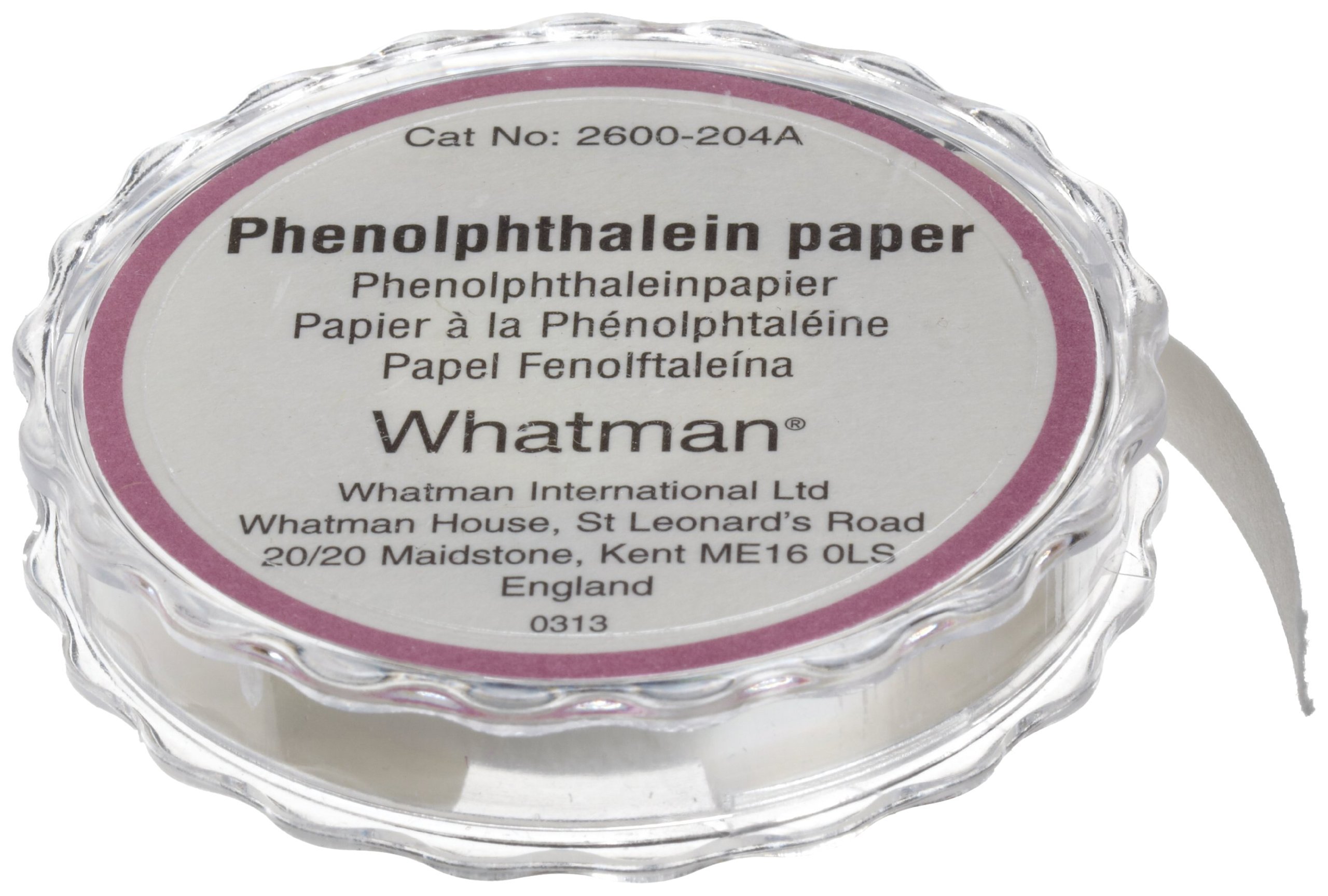 Whatman 2600-204A Acid Alkali Phenolphthalein Litmus Test Paper, 7mm x 5m Reel