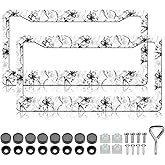 HCSS 2PCS Black White Lily License Plate Frames,Beautiful Floral Flower Aluminum Metal License Plate Holder,Rust-Proof Waterproof Car Decorative Tag Frames for Standard US 12x6 Inch