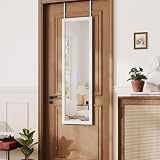 Dripex Over Door Mirror Full Length 110 x 33 cm White Toughened Glass view 2