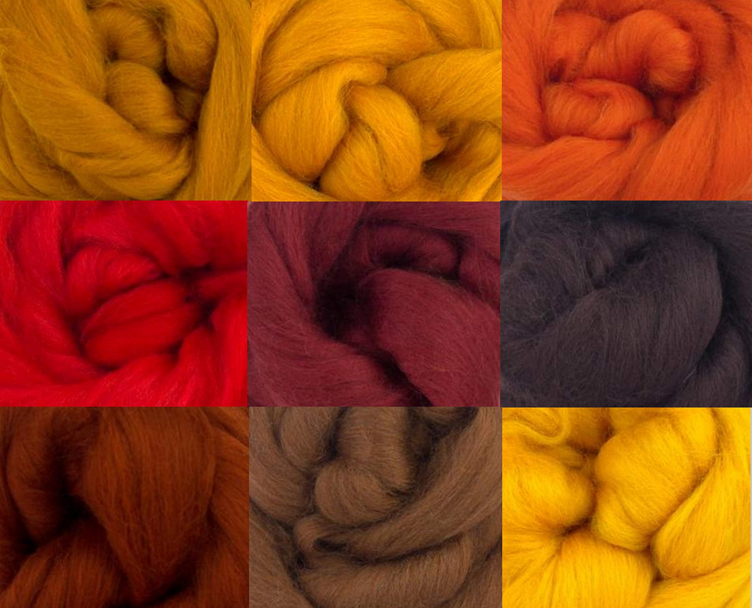 Molten Designs Merino Wool Tops -FIRE TONES - Pack of 9