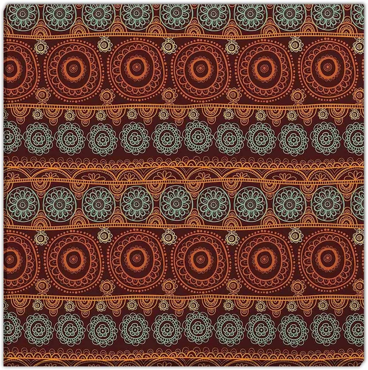 Primitive Room Decor for Men Bedroom,Aboriginal Patterns with Lace Round Line Floral Circles Australian Art Image Canvas Art,8x8in