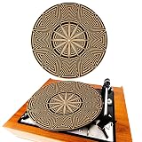 Briwooody Cork Turntable Mat/3mm Thick for Better Sound Support on 11.8 Inches Vinyl LP Record Player Turntable Slipmat Psychedelic Geometric for Vinyl Record(Mix Pattern Art)