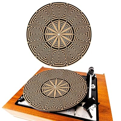 Briwooody Cork Turntable Mat/3mm Thick for Better Sound Support on 11.8 Inches Vinyl LP Record Player Turntable Slipmat Psychedelic Geometric for Vinyl Record(Mix Pattern Art)