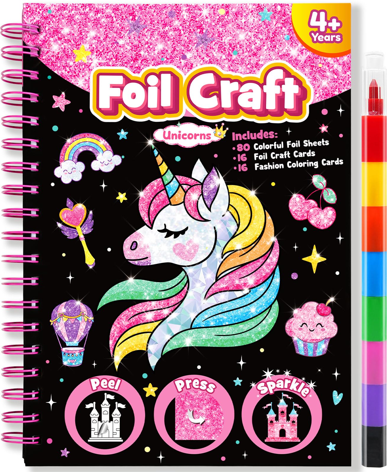 LIKYMO Foil Art for Kids - Foil Craft Book Art and Craft for Kids, DIY Creative Activity Gifts for 4 5 6 7 8 9 Year Old Girls Boys (Unicorn)