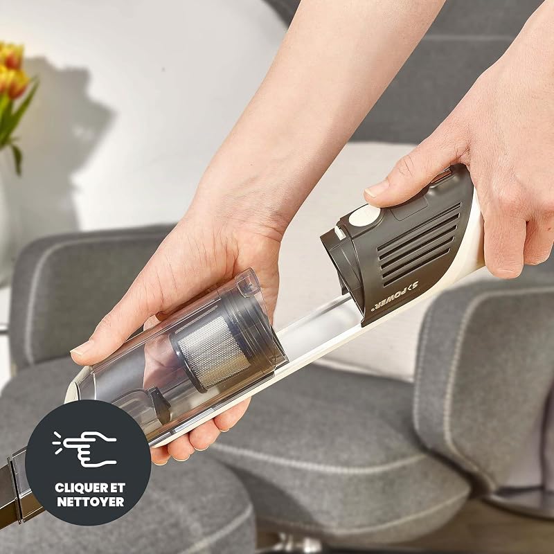 Aspirateur à main sans sac avec set accessoires, Aspirateur sans fil rechargeable, Aspirateur de table ou pour la voiture, Design compact, Autonomie jusqu'à 30 min, HV 7140