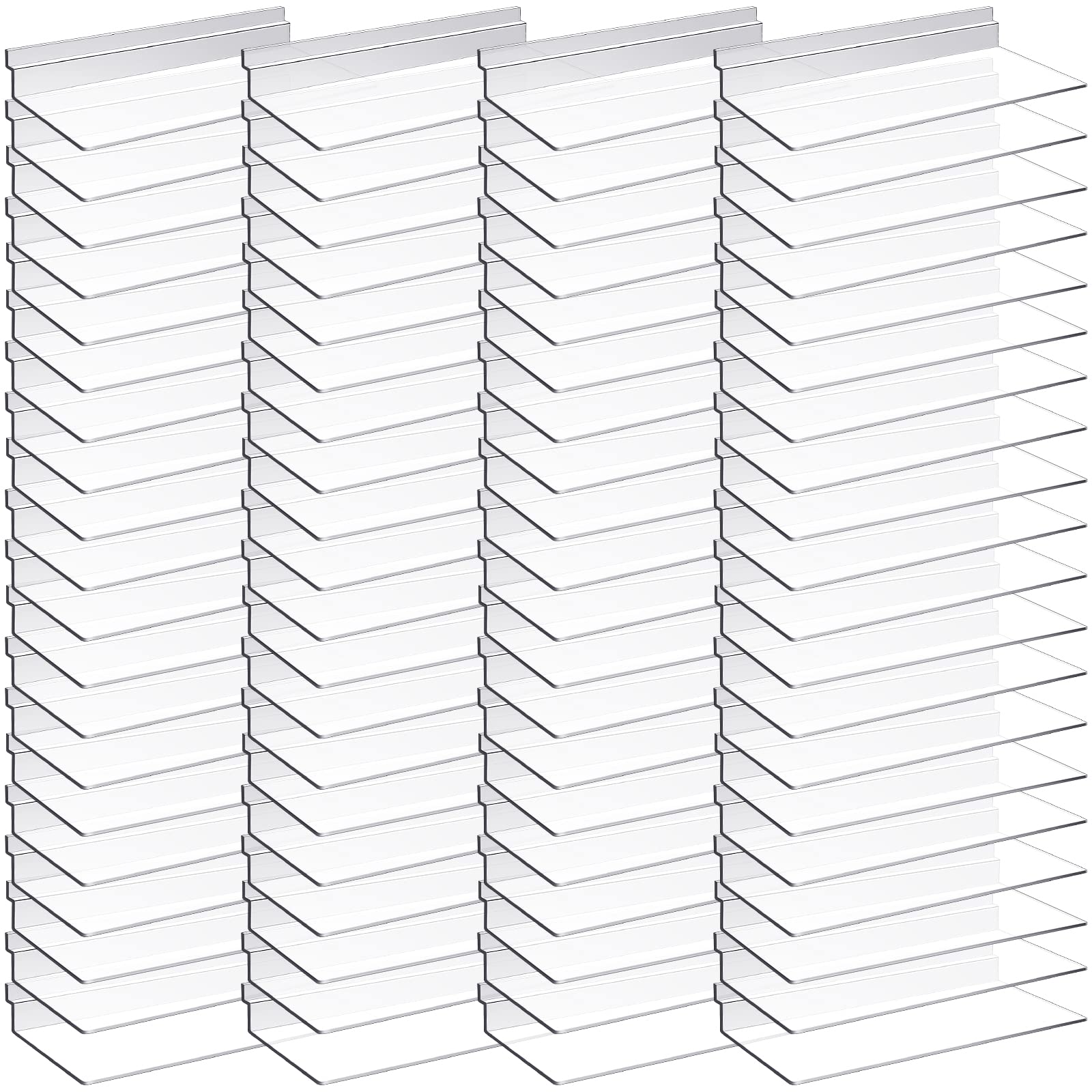 Photo 1 of 80 Pack 4 x 10 Inch Slatwall Shelves Hanging Accessories Clear Slatwall Shelf Plastic Shelves for Wall, Home Shoe Stores Boutiques Supplies (Clear)
