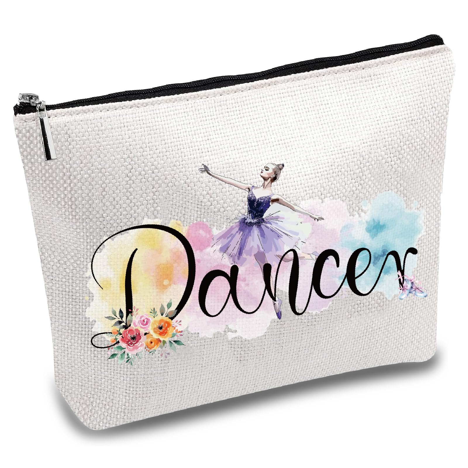 CREATCABIN Dancer Survival Kit Bag Dancer Makeup Bag Polycotton Cosmetic Multi-Purpose Bag with Zipper Love Dance Travel Canvas Work Pouch Bags for Women Dance Lover Teacher Student Gifts 10 x 7 Inch